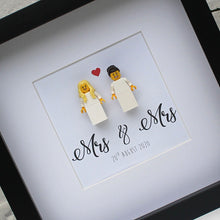 Load image into Gallery viewer, Mrs &amp; Mrs Personalised minifigure Wedding day celebration frame
