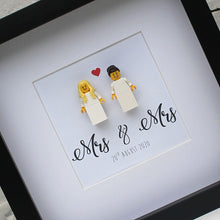 Load image into Gallery viewer, Mrs & Mrs Personalised minifigure Wedding day celebration frame