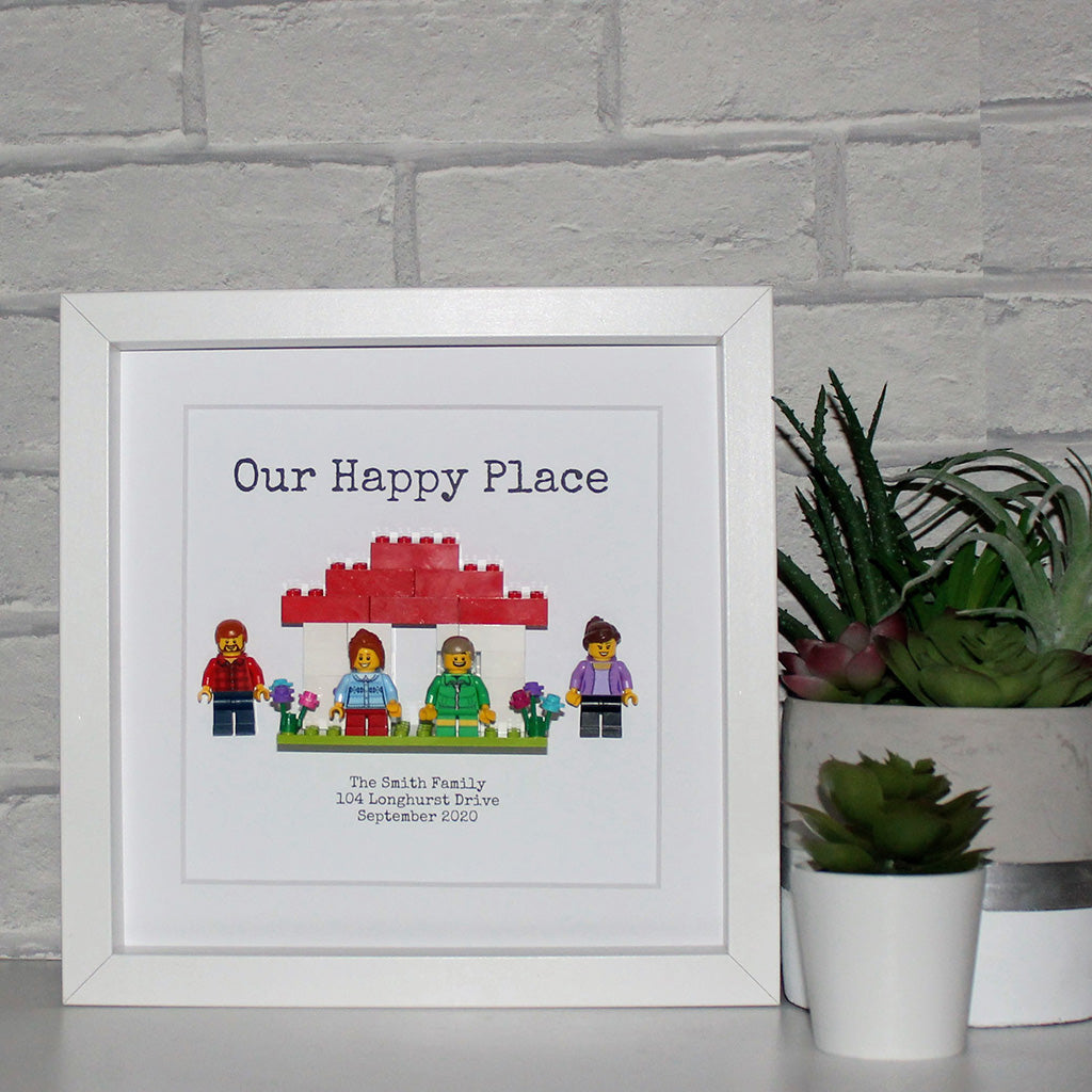 New home, New frame - personalised new house lego white frame