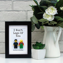 Load image into Gallery viewer, Personalised lego minifigure black frame - I wont lego of you