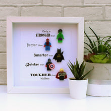 Load image into Gallery viewer, Superhero Lego Minifigure frame in white