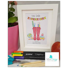 Load image into Gallery viewer, Thank you Teachers pink wellie boot print & frame