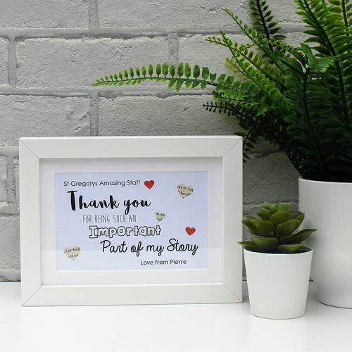 Thank you print in white frame 