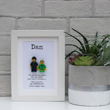Load image into Gallery viewer, Will you be my Godparent? Personalised lego minifigure frame in white

