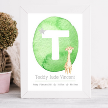Load image into Gallery viewer, Personalised Newborn Giraffe Print