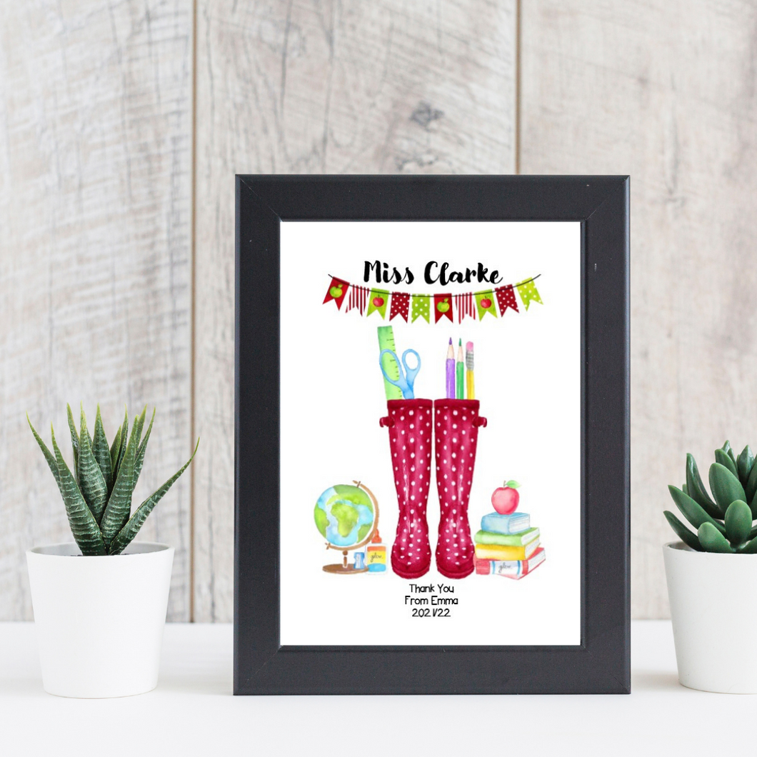 Thank you - Teachers Wellie Boot Picture Frame