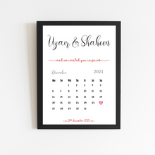 Load image into Gallery viewer, Wedding Day Calendar Print
