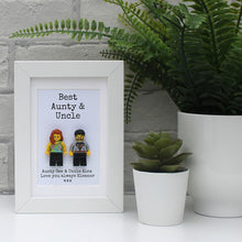 Load image into Gallery viewer, Personalised lego minifigure white frame - best Aubty & Uncle