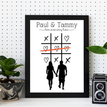 Load image into Gallery viewer, couple hearts and crosses print in black frame
