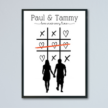 Load image into Gallery viewer, Couple hearts and crosses print - black frame
