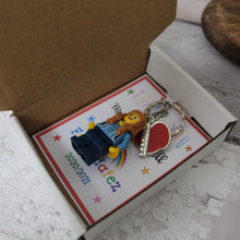 Load image into Gallery viewer, Teacher LEGO® Minifigure Keyring Thank You Gift
