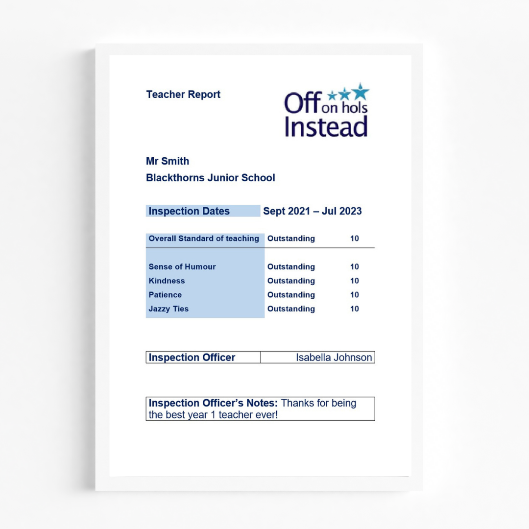 End of Term Teacher's Ofsted Report – Mrs Crazy Creations