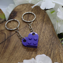 Load image into Gallery viewer, Lego heart keyring purple
